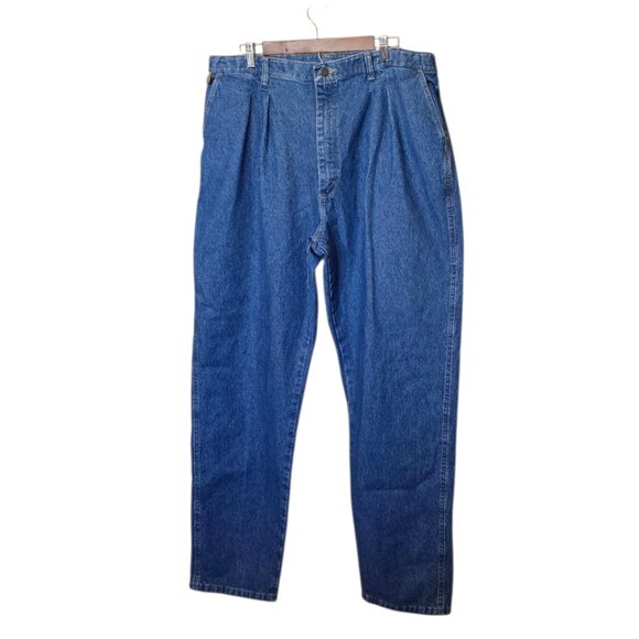 Men's WRANGLER Rugged Wear Angler Pleated Jeans Pants sz 42x34 - Picture 2 of 11